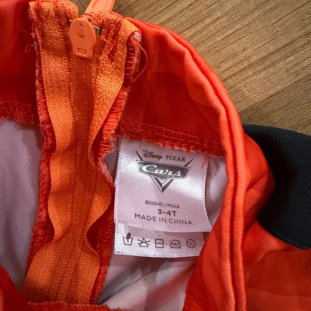 Disney Pixar Cars Lightning McQueen Racing Costume Jumpsuit Orange Kids 3T-4T - Picture 3 of 5